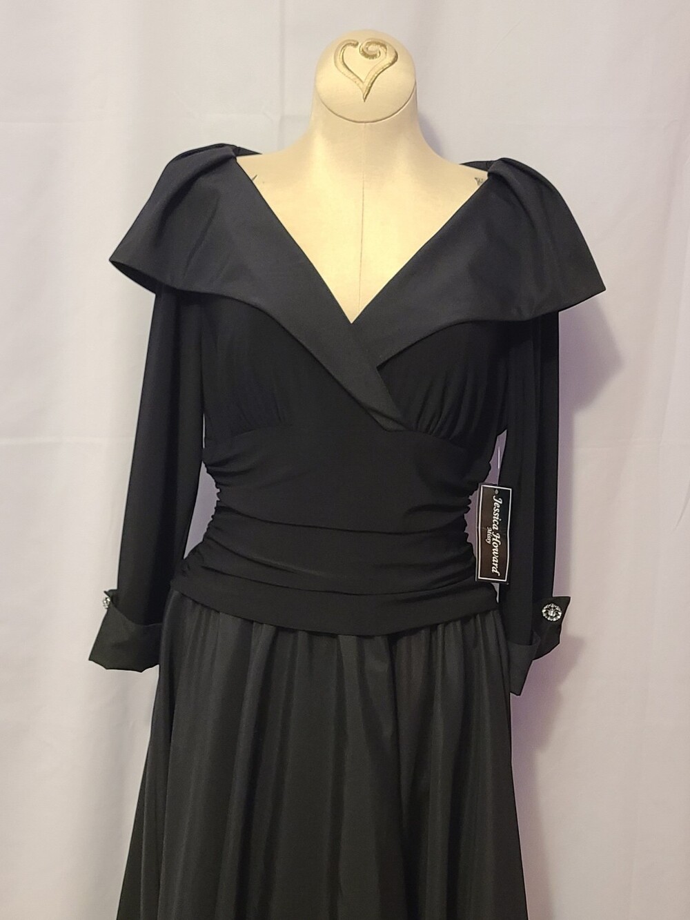 Jessica Howard Missy Elegant Long Sleeve Black Dress Size 10